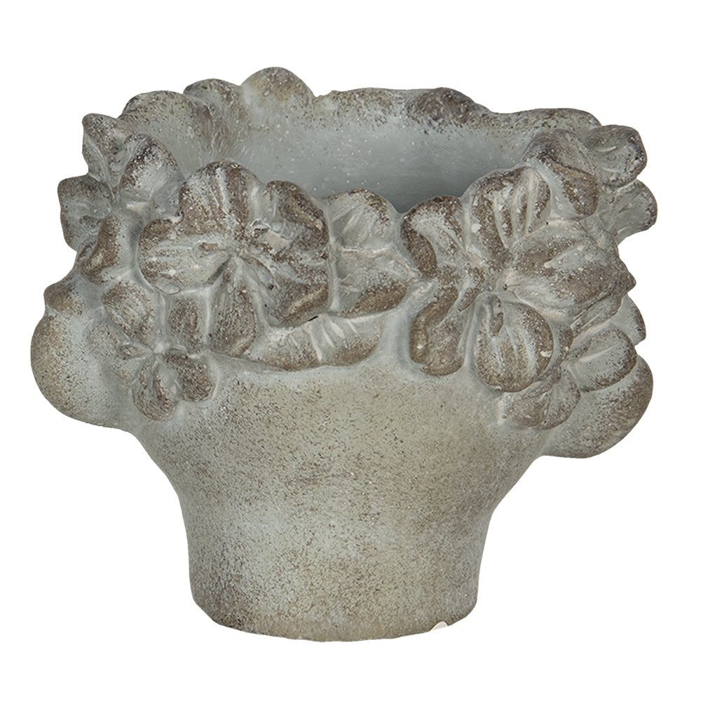 Bloempot Hoofd 12x10x9 cm Grijs Bruin Steen
