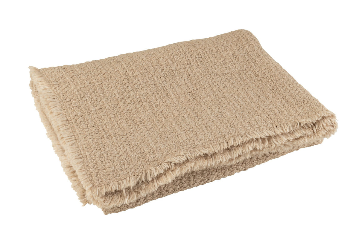 J-Line Plaid Gerafelde Randen Katoen/Polyester Beige
