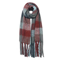 Wintersjaal Dames 50x180 cm Grijs Rood Synthetisch Ruit Wintershawl