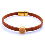 Leren armband met ronde emaille schuifregelaar