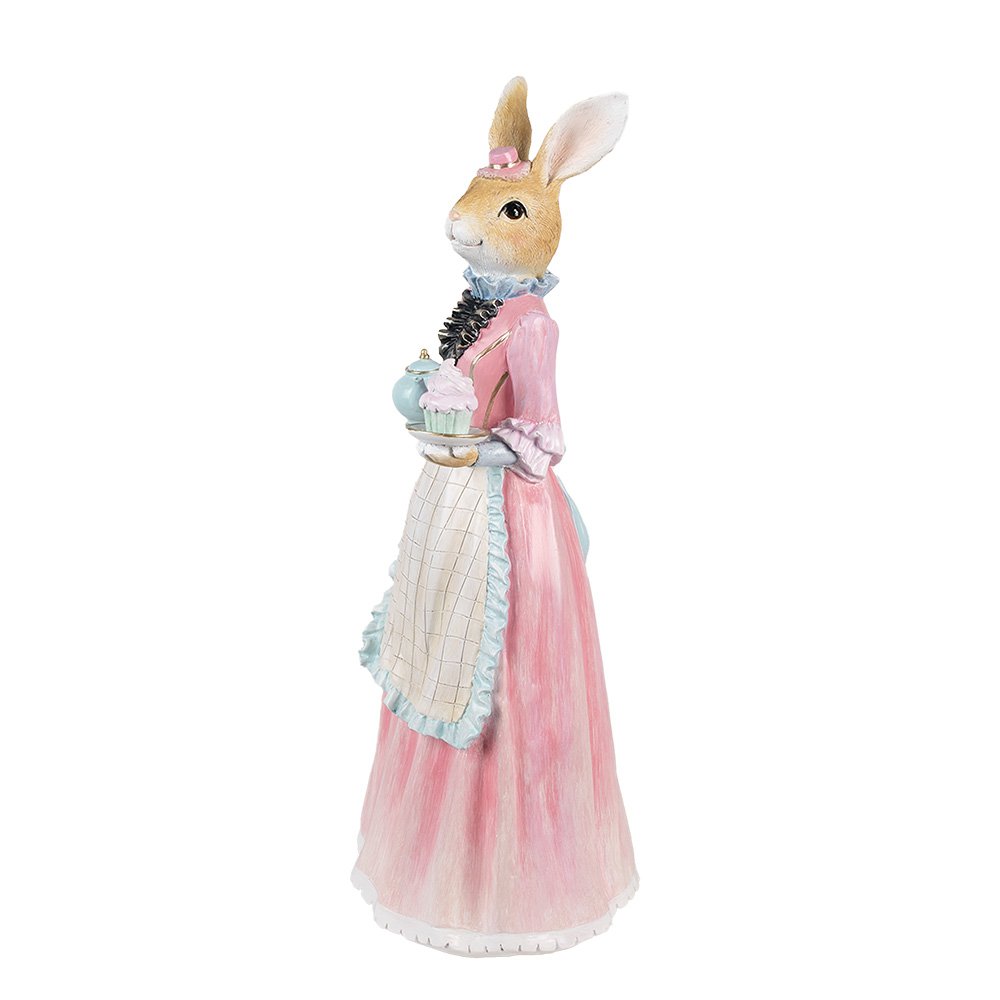 Decoratie Beeld Konijn 58 cm Beige Roze Kunststof