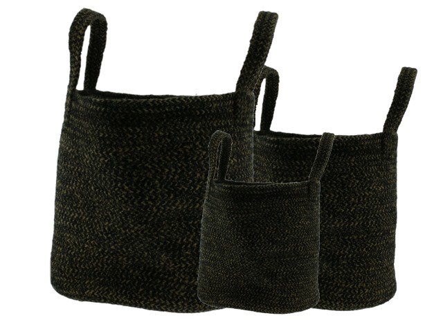 Papette Jute pot met handvat Set 3 bruin