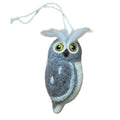 Luna-Leena uil hangend ornament - grijs - wol - handgemaakt in Nepal