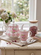 Mok 300 ml Roze Paars Porselein Rozen Drinkbeker