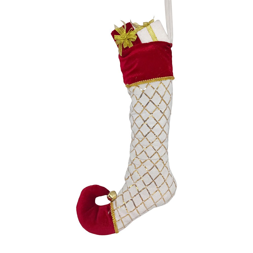 Kerstdecoratie Beeld Kerstsok 23x7x32 cm Wit Synthetisch
