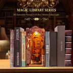 Bouwpakket 3D DIY Boekensteun Booknook Magic Library met LED lichtsensor