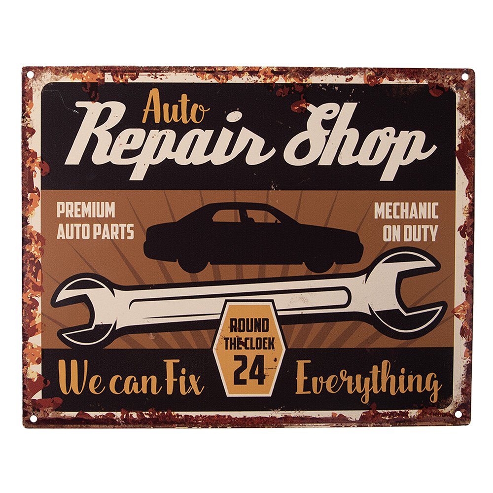 Tekstbord 25x20 cm Bruin IJzer Auto Wandbord