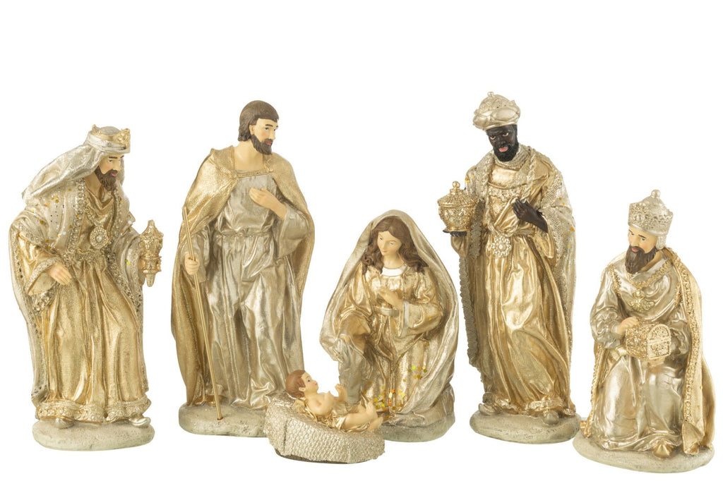 J-Line Kerststal 6Delig Resine Zilver/Goud