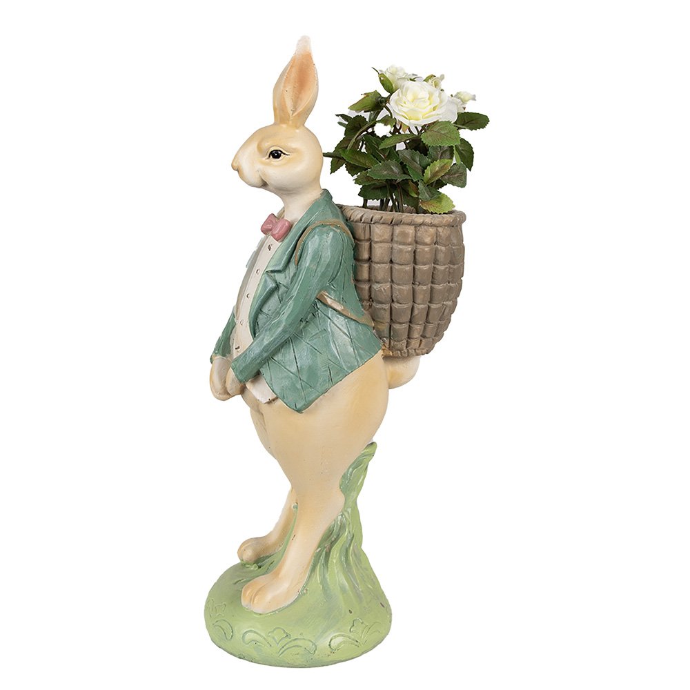 Beeld Konijn 30 cm Bruin Groen Polyresin Paasdecoratie