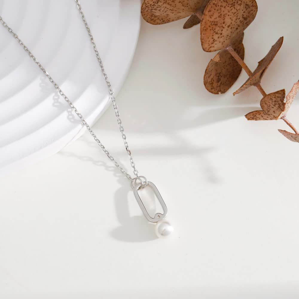 Druppelketting – 92,5 sterling zilver – parelaccent gerhodineerd