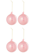 J-Line kerstbal - glas - lichtroze - doos van 4