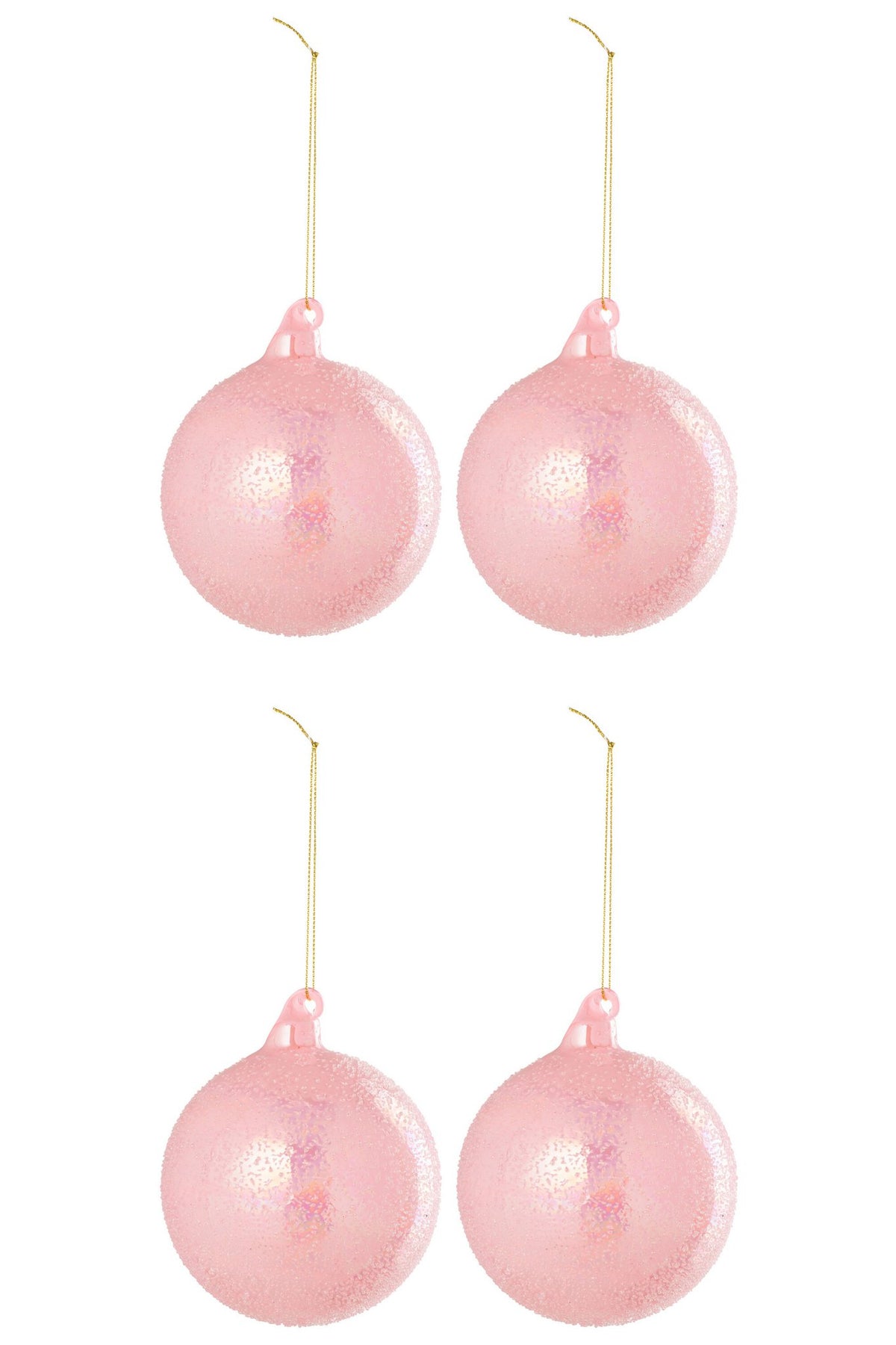 J-Line kerstbal - glas - lichtroze - doos van 4