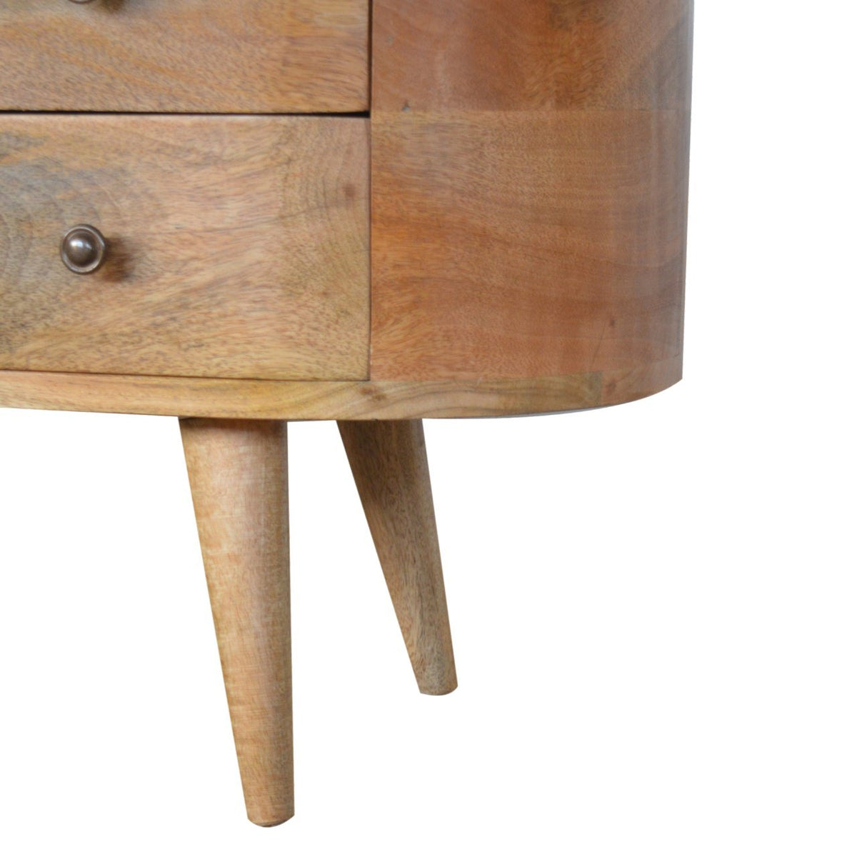 Massief houten rond entertainmentmeubel, 1 lade, bruin