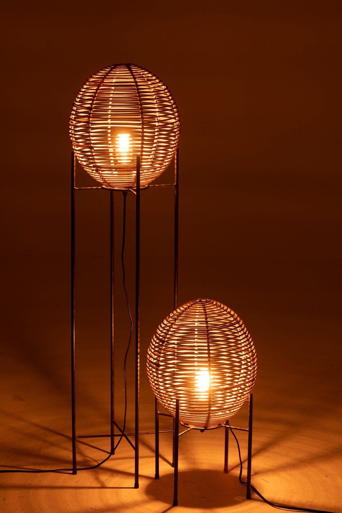 J-Line vloerlamp Op Frame - metaal/rotin - naturel- LC