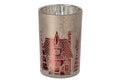 J-Line Windlicht - glas - kerstrood/grijs - L