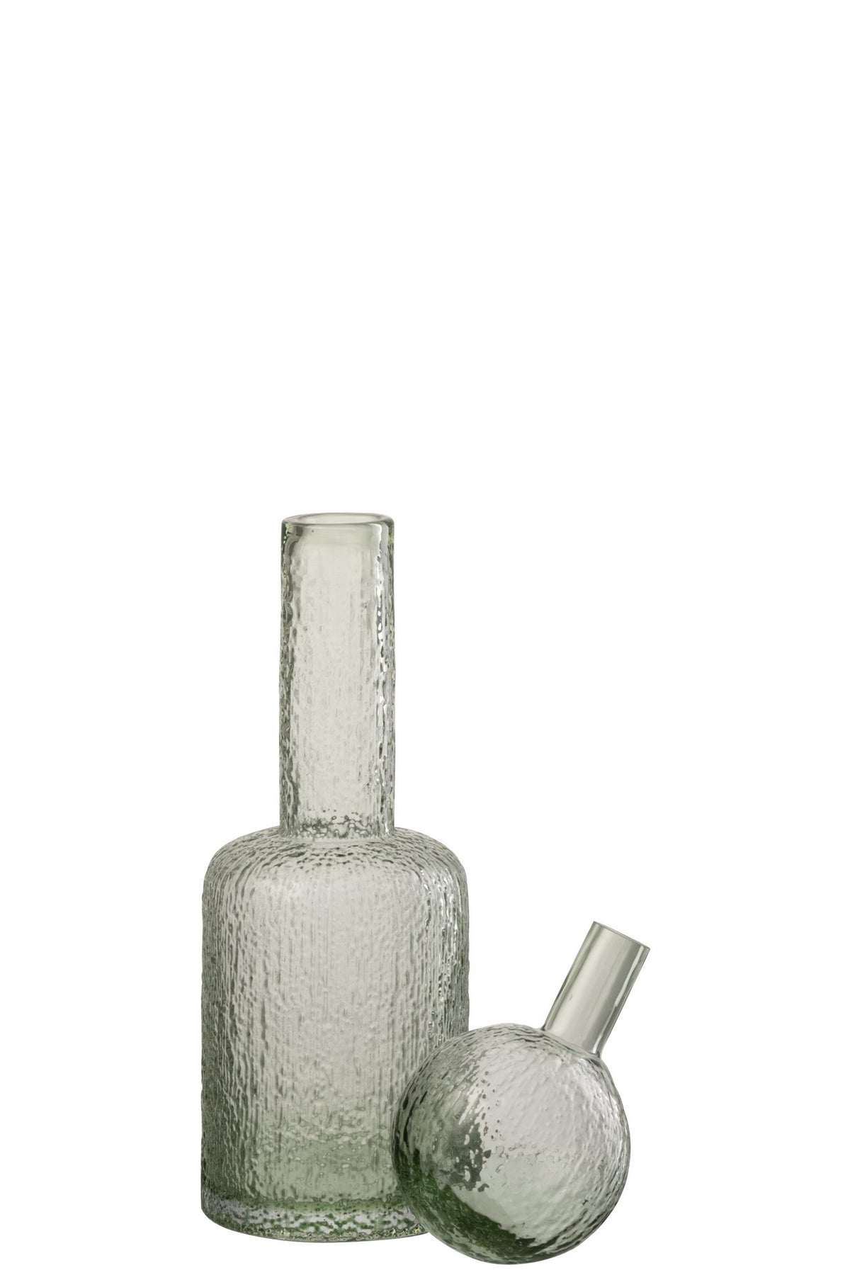 J-Line decoratie Fles Reliëf - glas - transparant/groen - S