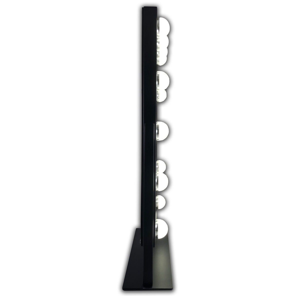 Make-up Hollywood zwart LED spiegel, 12x dimbare LED bulbs en 3 kleuren licht