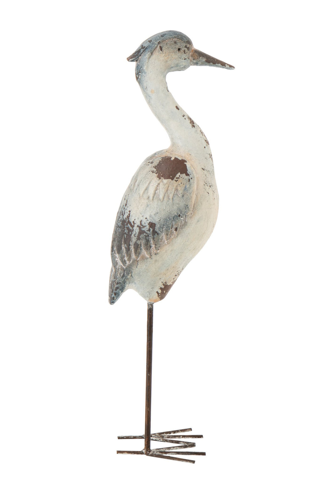 J-Line decoratie Vogel Antiek - polyresin - blauw/wit - L