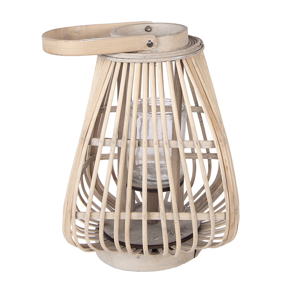 Windlicht 23x23x30 cm Beige Rotan
