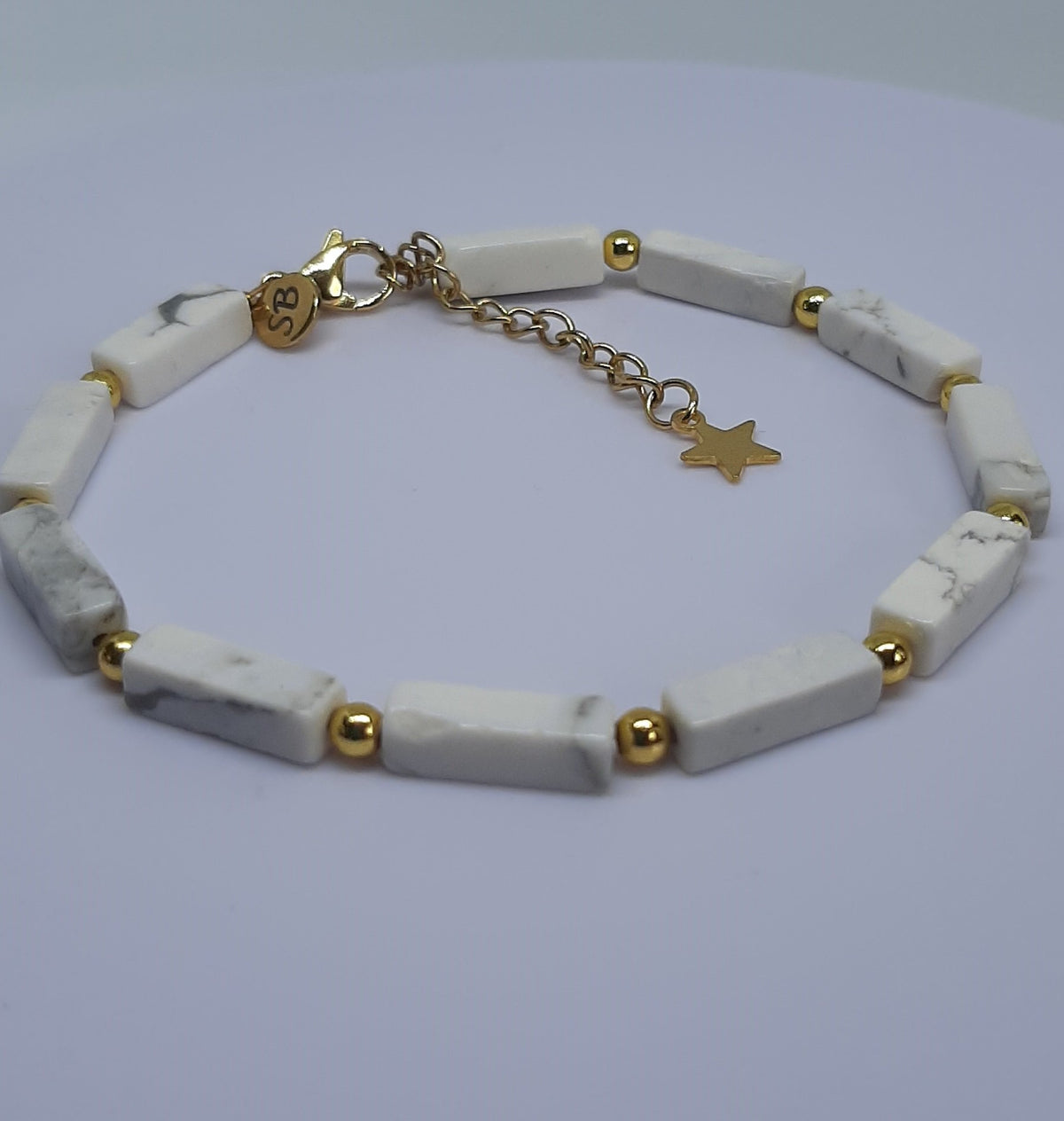 Armband edelsteen Rechtek roestvrij staal verguld