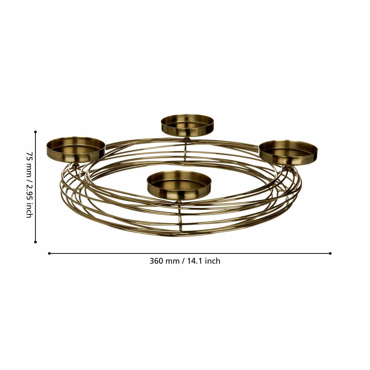 Kandelaar Hagony Goud 36x8 cm