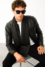 Men Angora sjaal zwart-grey