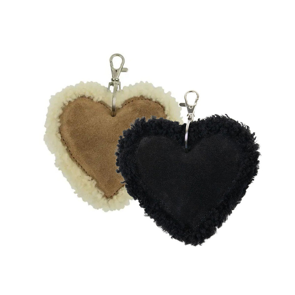 Schaap zwart sleutelhanger hart leer 10cm