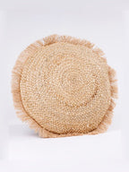 Ronde kussenhoes met structuur – jute-katoenmix