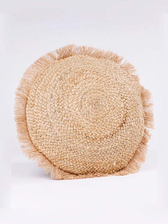 Ronde kussenhoes met structuur – jute-katoenmix