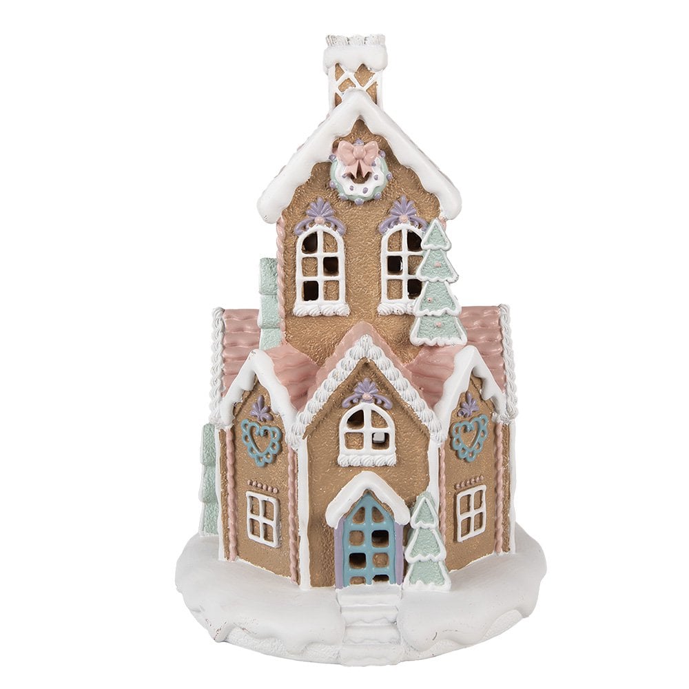 Gingerbread house met LED Ø 21x33 cm Bruin Kunststof