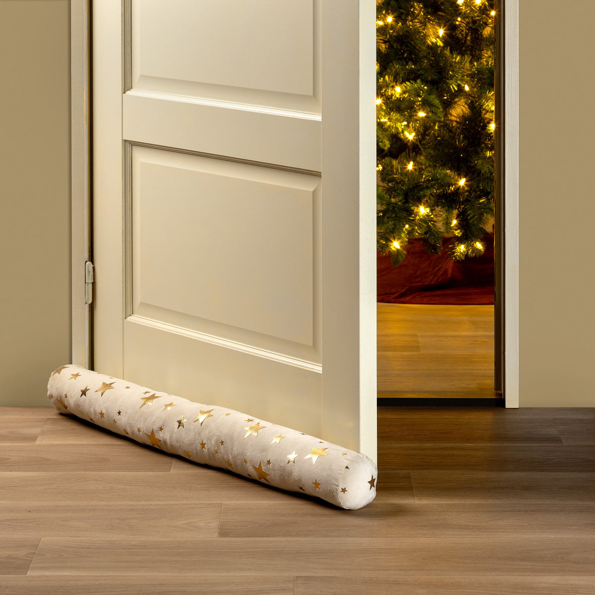 Textino Stars - Tochtstopper 90x10 cm - Sterren - Whisper White - Wit