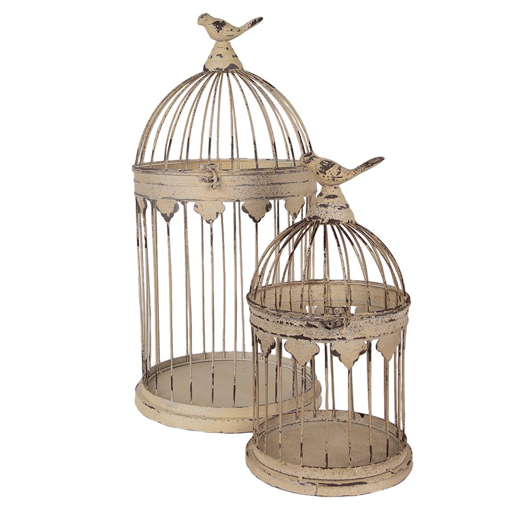 Vogelkooi Decoratie Set van 2 Ø 32x60 / Ø 23x40 cm Bruin Metaal