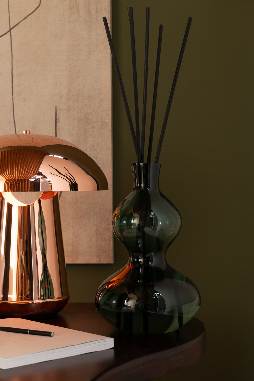 J-Line geurolie cedar Breeze - glas - donkergroen - large
