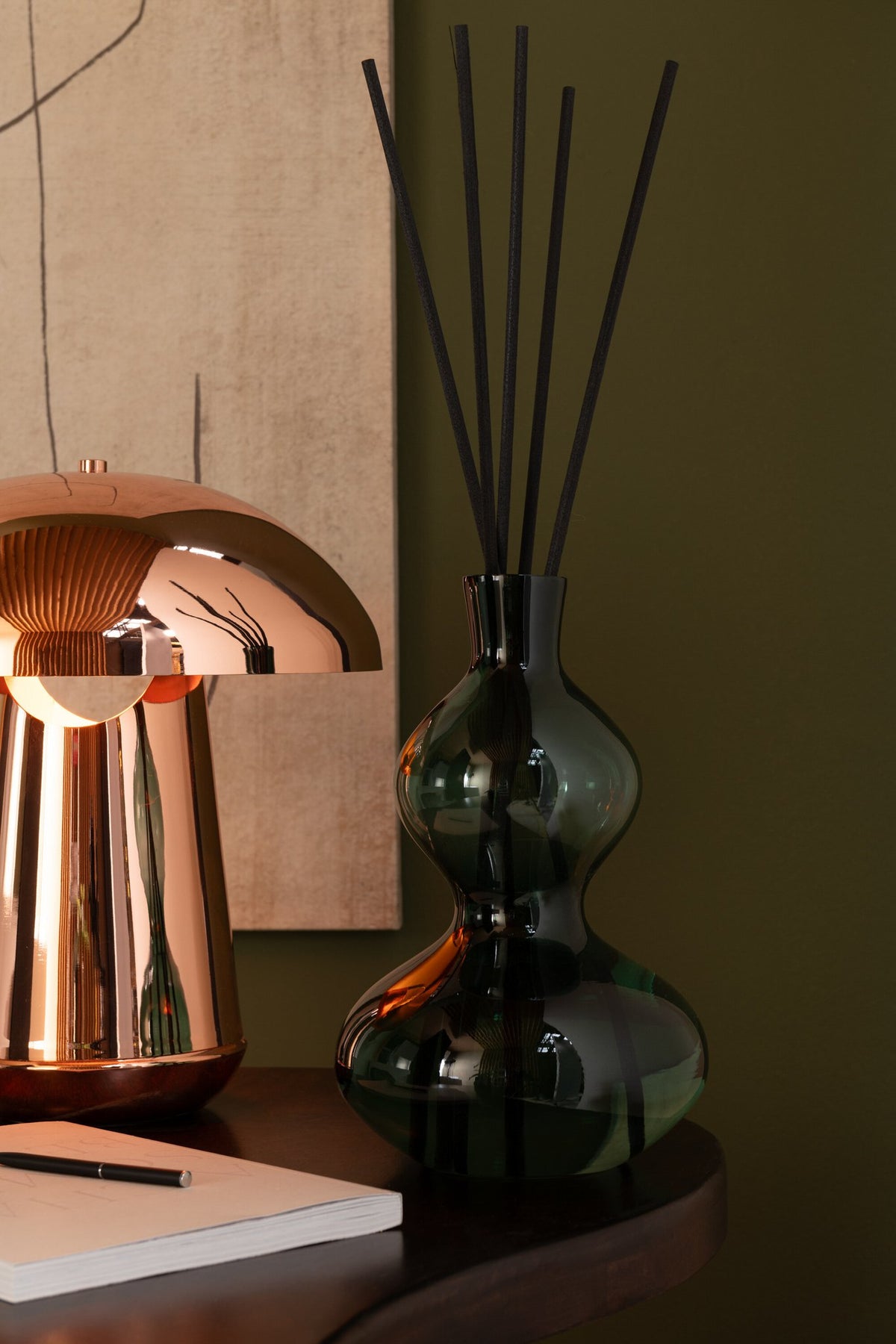 J-Line geurolie cedar Breeze - glas - donkergroen - large