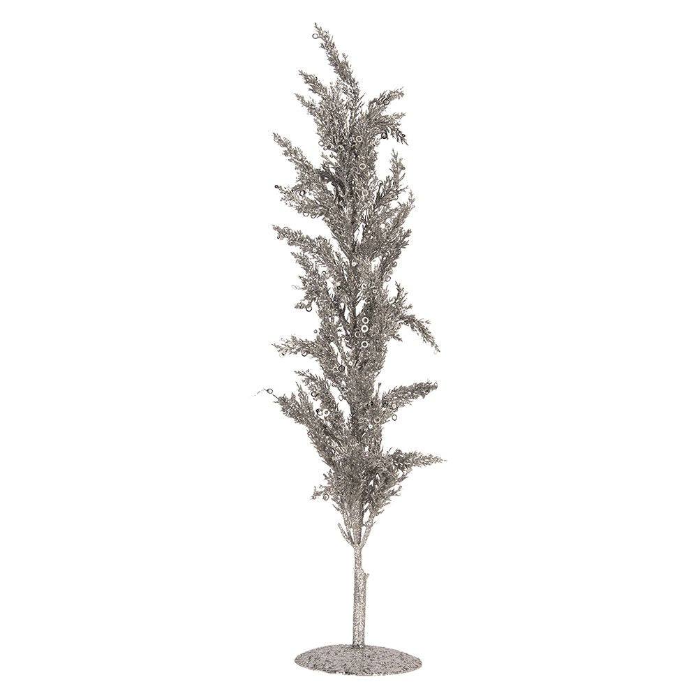 Decoratie Boom 12x12x60 cm Zilverkleurig Kunststof