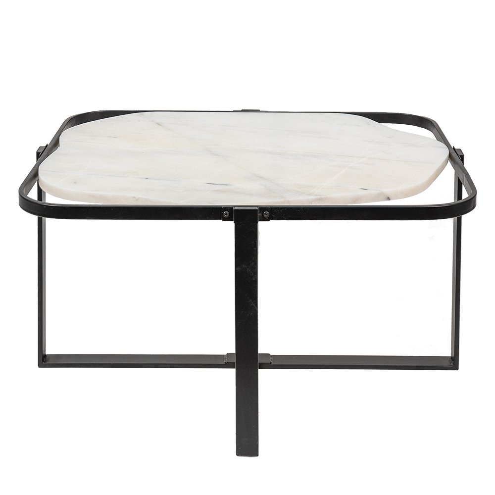 Salontafel 86x68x45 cm Zwart Wit IJzer Bijzettafel
