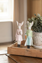 Beeld Konijn 23 cm Beige Groen Polyresin Paasdecoratie