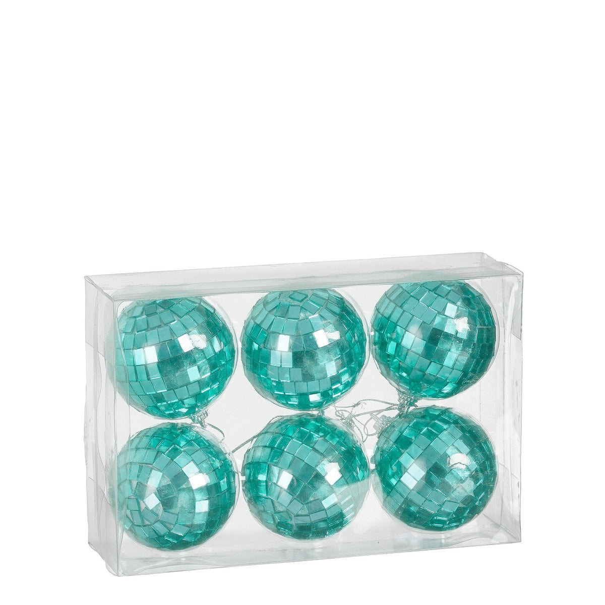 Ornament spiegelbal groen 6 stuks