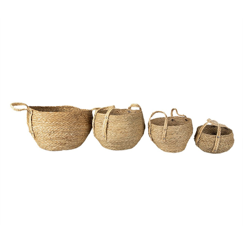 Opbergmand Set van 4 Ø 30 - Ø 18cm Bruin Stro Mand