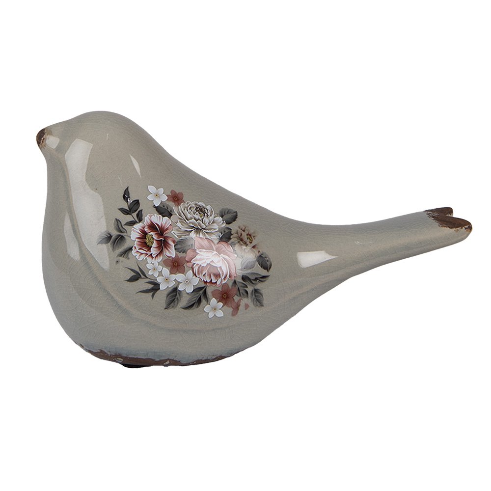 Decoratie Beeld Vogel 21x9x11 cm Grijs Keramiek