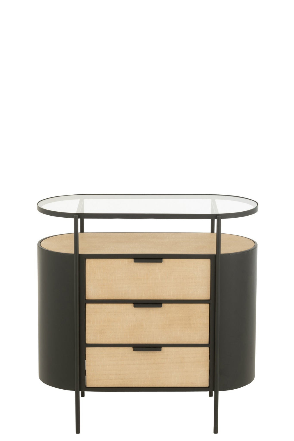 J-Line kast Avy - ijzer - naturel/zwart