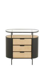 J-Line kast Avy - ijzer - naturel/zwart