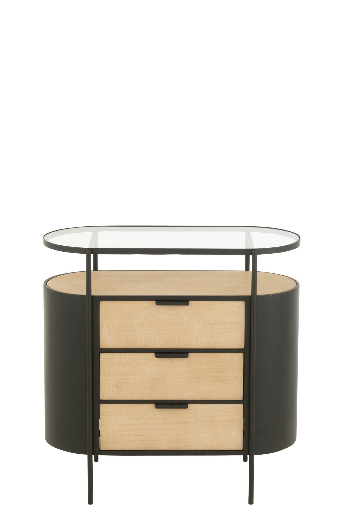 J-Line kast Avy - ijzer - naturel/zwart