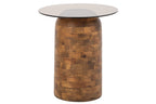 J-Line bijzettafel cilindervormig - glas/mangohout - naturel