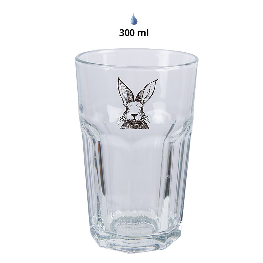 Waterblas 300 ml transparant Glas Konijn Drinkbeker