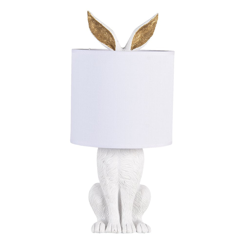 Tafellamp Konijn Ø 20x45 cm Wit Polyresin Bureaulamp