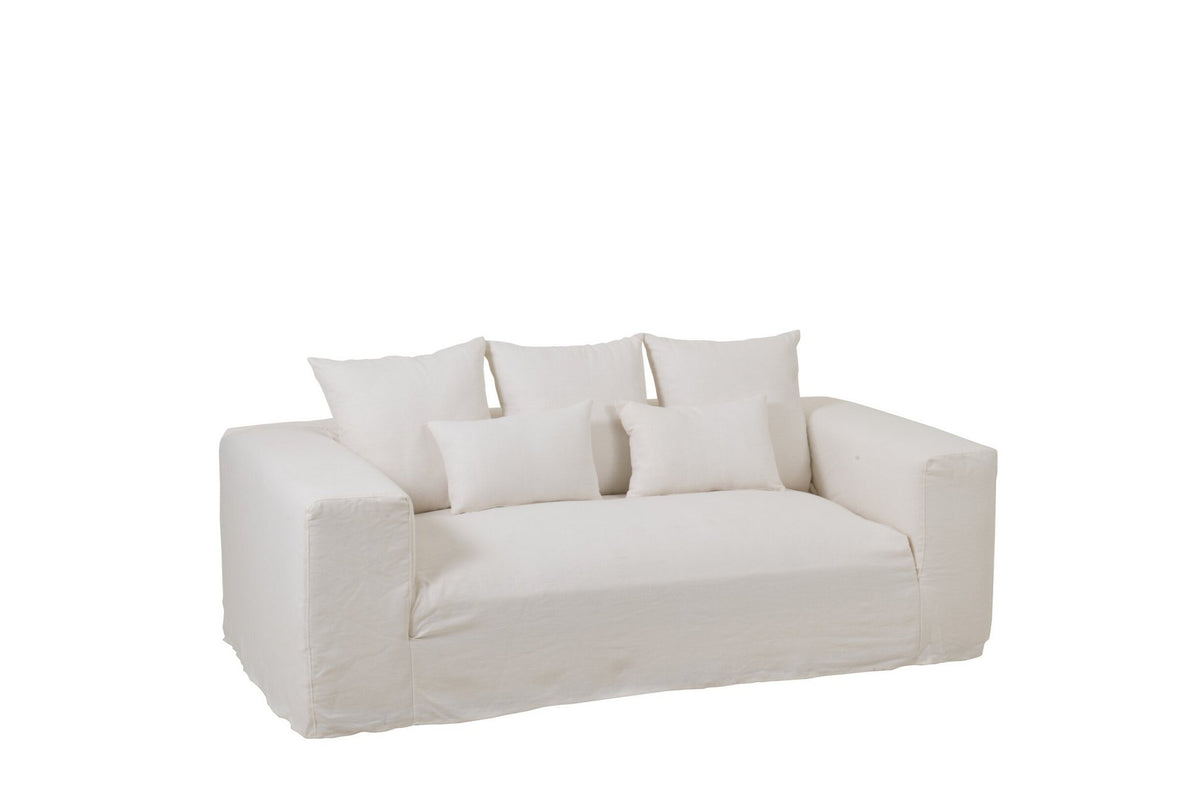 J-Line hoes Voor Zetel + 5 Kussens Monaco Sofa - linnen - wit