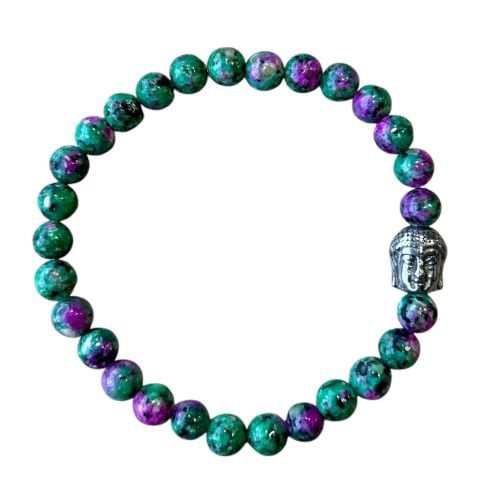 Dames armband Robijn in Zoïsiet 6 mm met Boeddha kraal