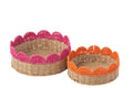 J-Line plateau Geschulpte Rand - papier - oranje/roze - set van 2