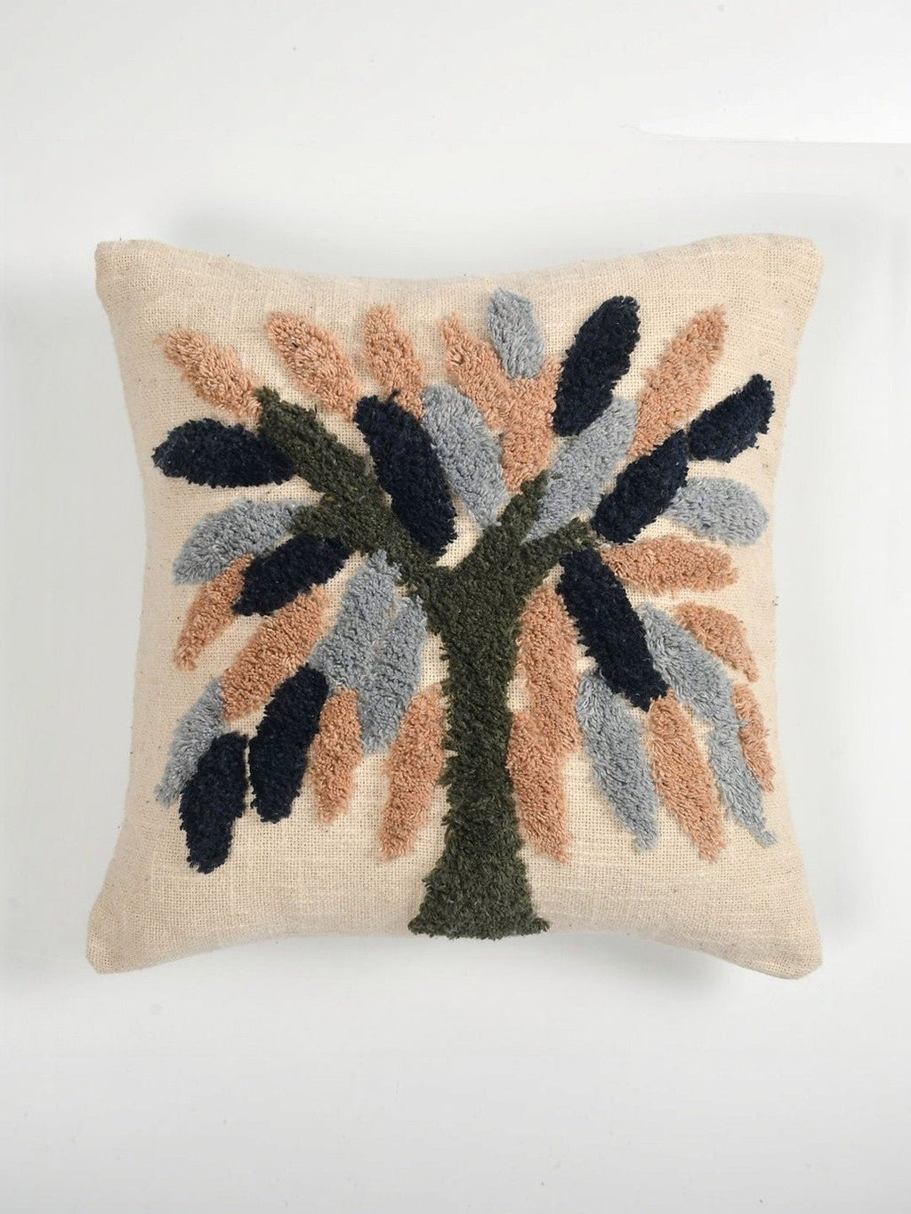 Set van 2 - Witte en groene vierkante kussenhoezen met bloemen – Decoratieve kussenslopen – Ademend katoen